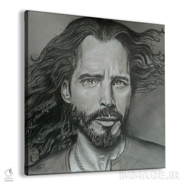 تابلو دکوراتیو طرح مدادی کریس کورنل اثر کتی سالیوان - نمای پرسپکتیو محصول