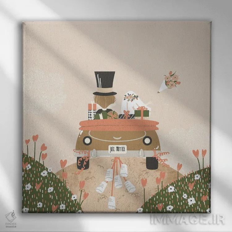 تابلو مینیمال تازه عروس و داماد اثر کانزیلو - نمای روبهرو روی دیوار