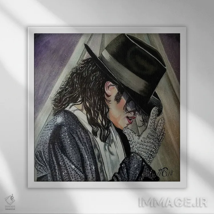 تابلو دکوراتیو مایکل جکسون اثر کتی سالیوان - نمای قابدار سفید