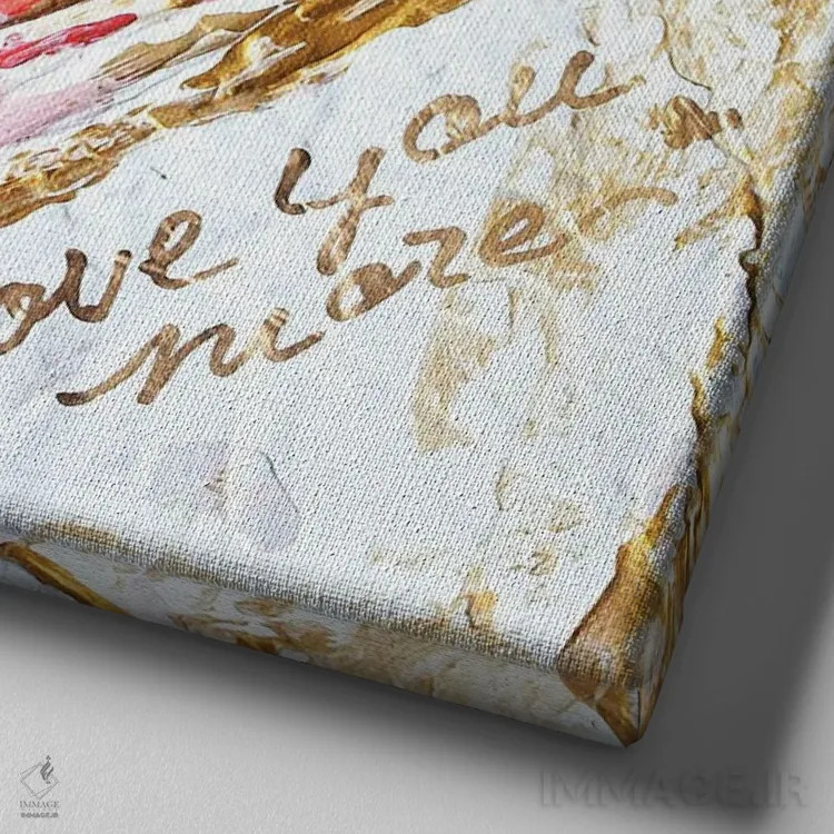 تابلو مدرن بیشتر دوستت دارم قلب ۲ اثر مکنزی کیسل - نمای نزدیک بافت بوم