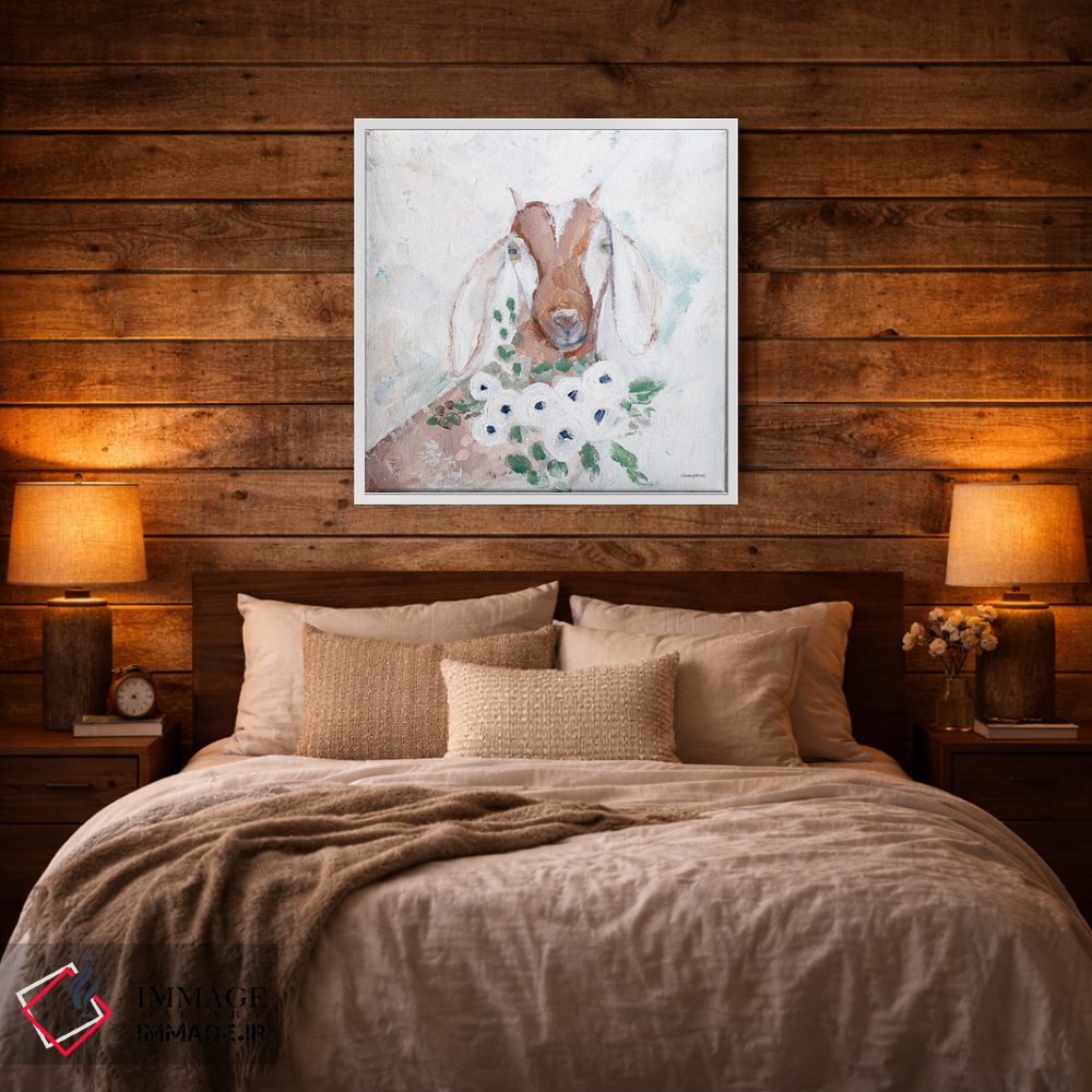 تابلو مدرن بز گل دار اثر مکنزی کیسل - D1W