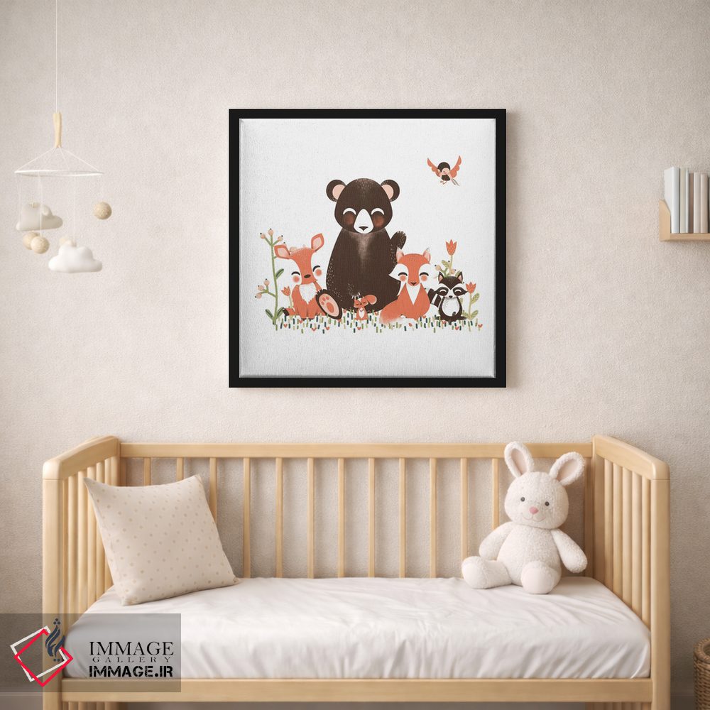 تابلو مینیمال حیوانات بامزه جنگل اثر کانزیلو - D1B