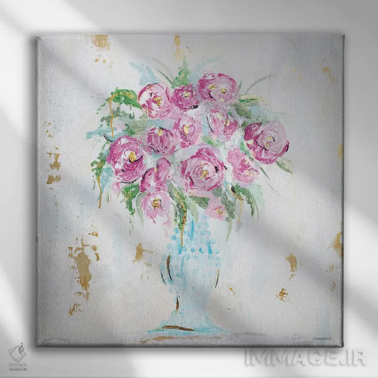 تابلو مدرن دسته گل ظرافت اثر مکنزی کیسل - نمای روبهرو روی دیوار