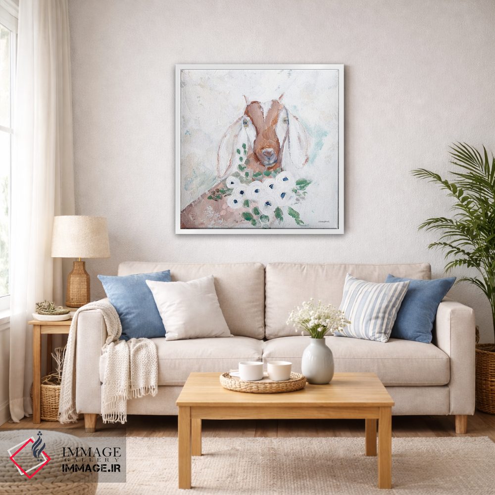 تابلو مدرن بز گل دار اثر مکنزی کیسل - D4W