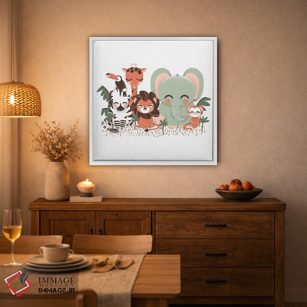 تابلو دکوراتیو حیوانات بامزه جنگل بارانی اثر کانزیلو - D3W