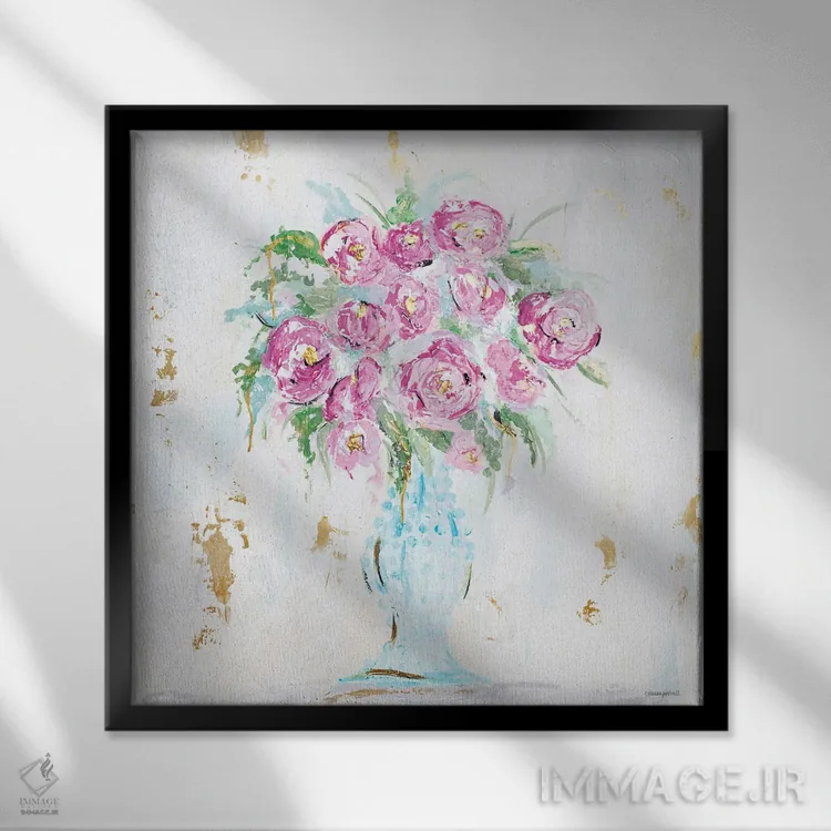 تابلو مدرن دسته گل ظرافت اثر مکنزی کیسل - نمای قابدار مشکی