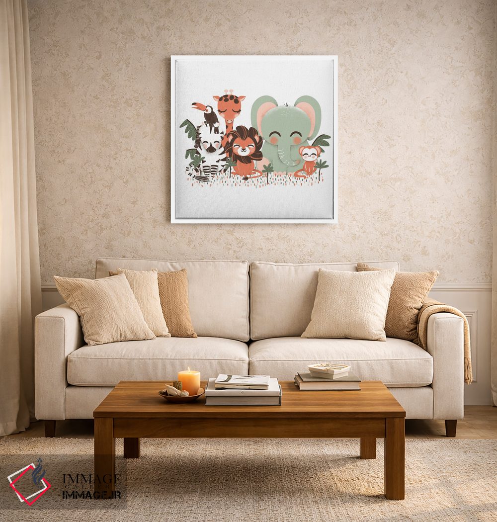 تابلو دکوراتیو حیوانات بامزه جنگل بارانی اثر کانزیلو - D5W