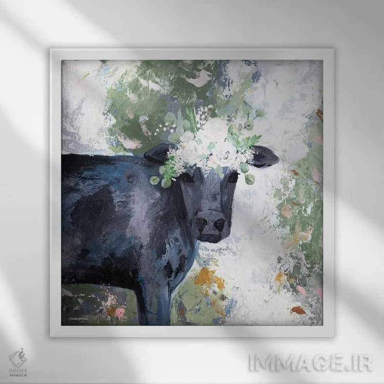 تابلو مدرن میبل، گاو اثر مکنزی کیسل - نمای قابدار سفید