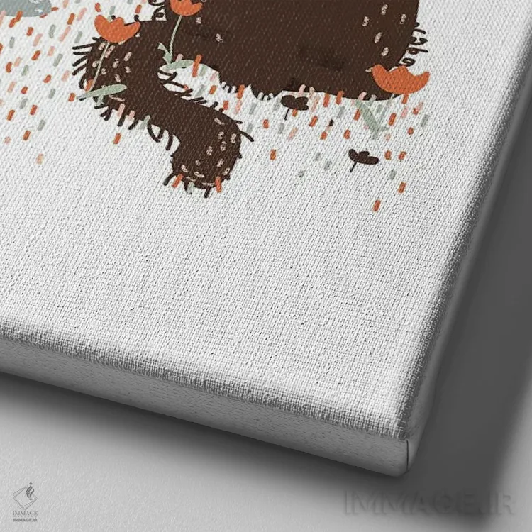 تابلو مینیمال سه گربه اثر کانزیلو - نمای نزدیک بافت بوم