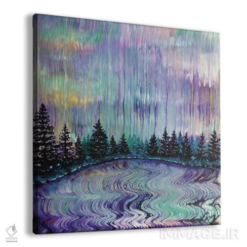 تابلو انتزاعی باران بنفش اورگن اثر لورا ایورسن - نمای پرسپکتیو محصول