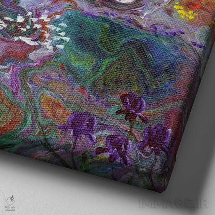 تابلو دکوراتیو قدم زنی در باغ اسرارآمیز اثر لورا ایورسن - نمای نزدیک بافت بوم