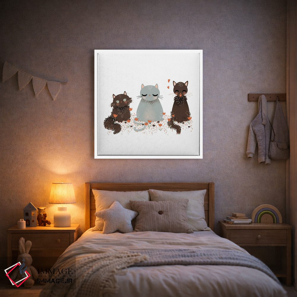 تابلو مینیمال سه گربه اثر کانزیلو - D1W