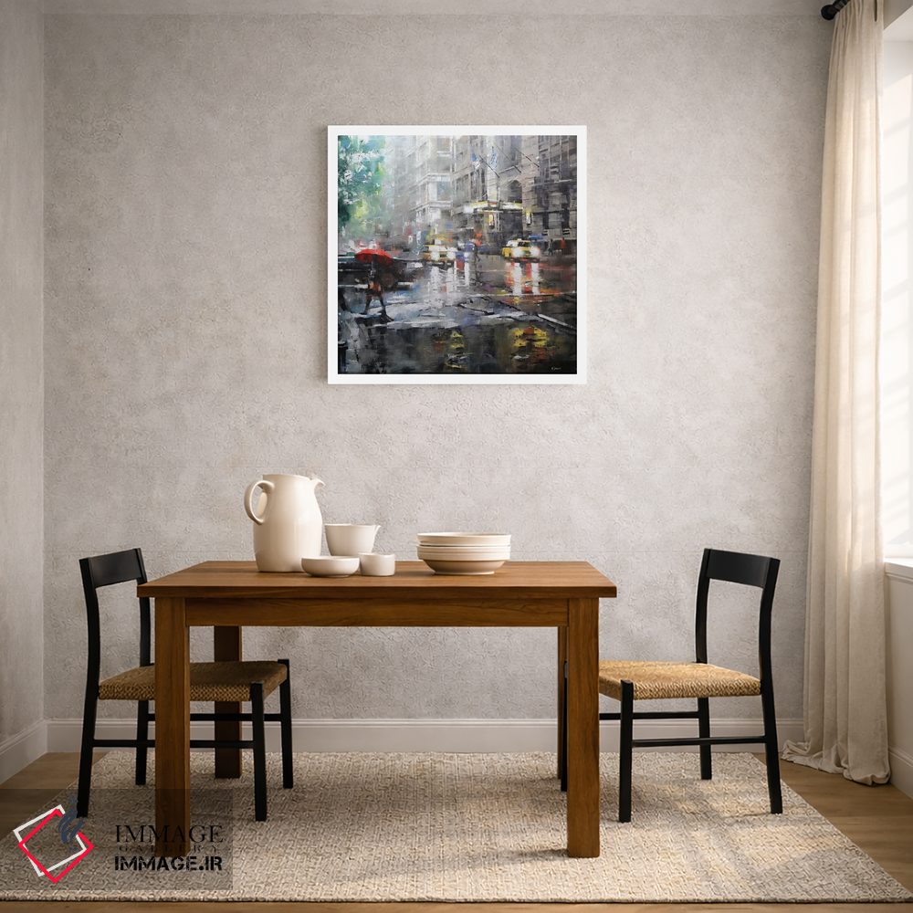 تابلو دکوراتیو منهتن با چتر قرمز اثر مارک لاگو - D2W