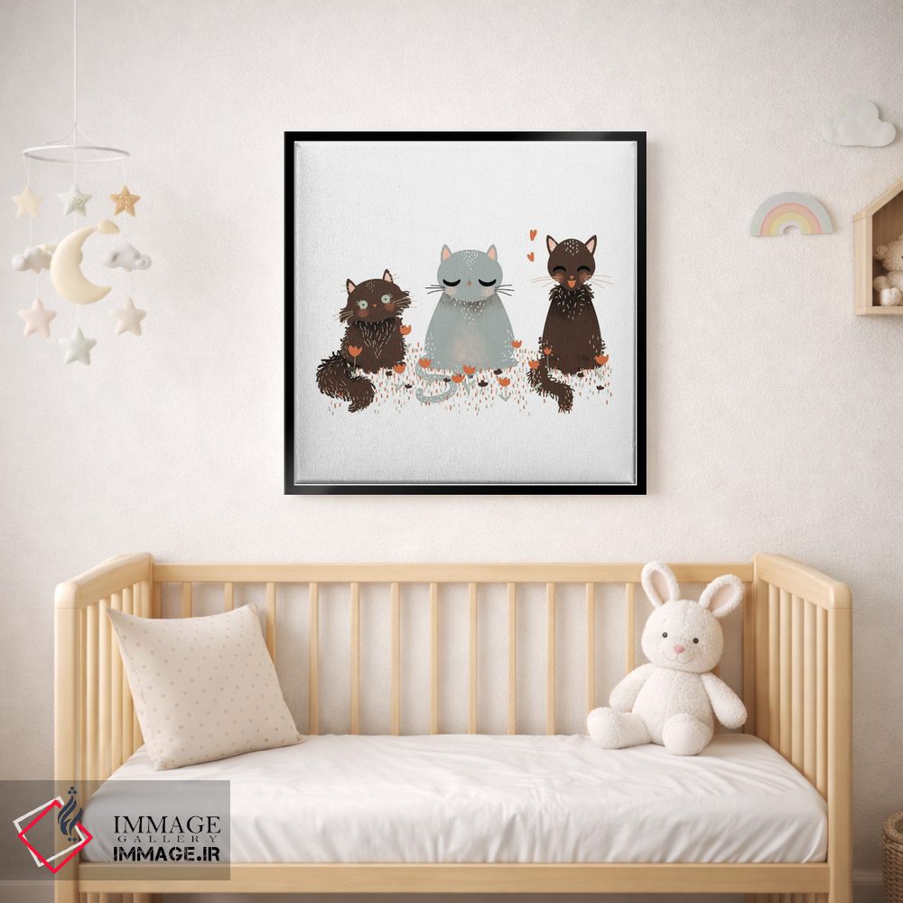 تابلو مینیمال سه گربه اثر کانزیلو - D2B