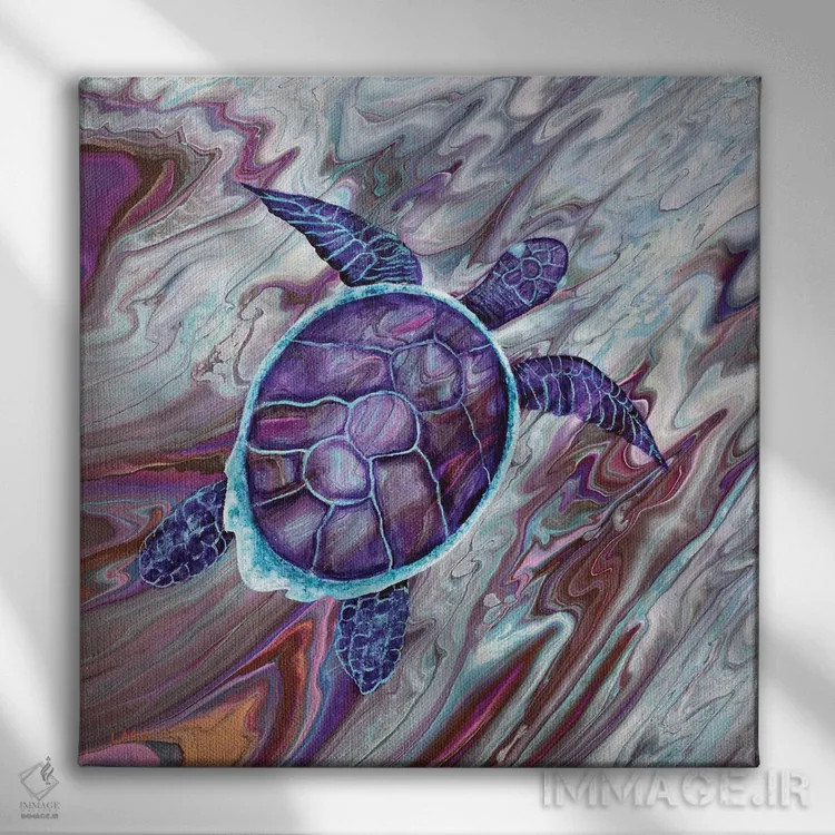 تابلو دکوراتیو شنا در غارهای عمیق اثر لورا ایورسن - نمای روبهرو روی دیوار