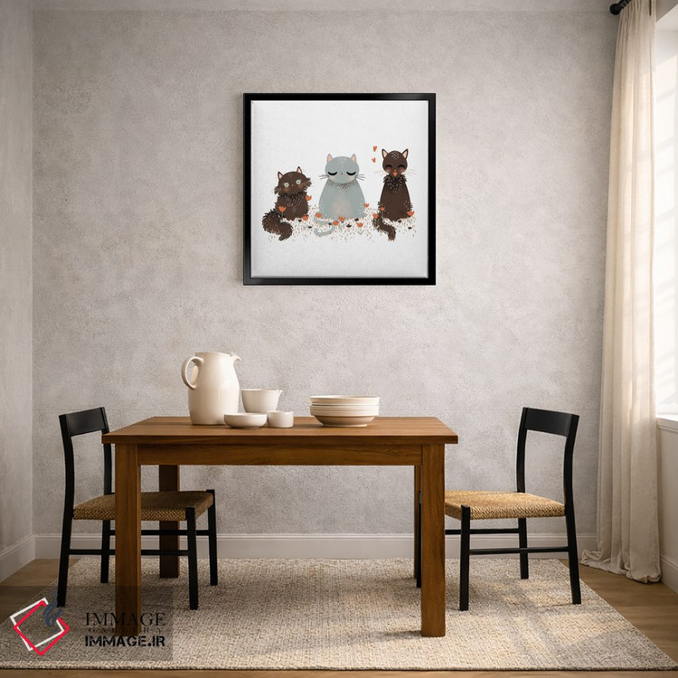 تابلو مینیمال سه گربه اثر کانزیلو - D6B
