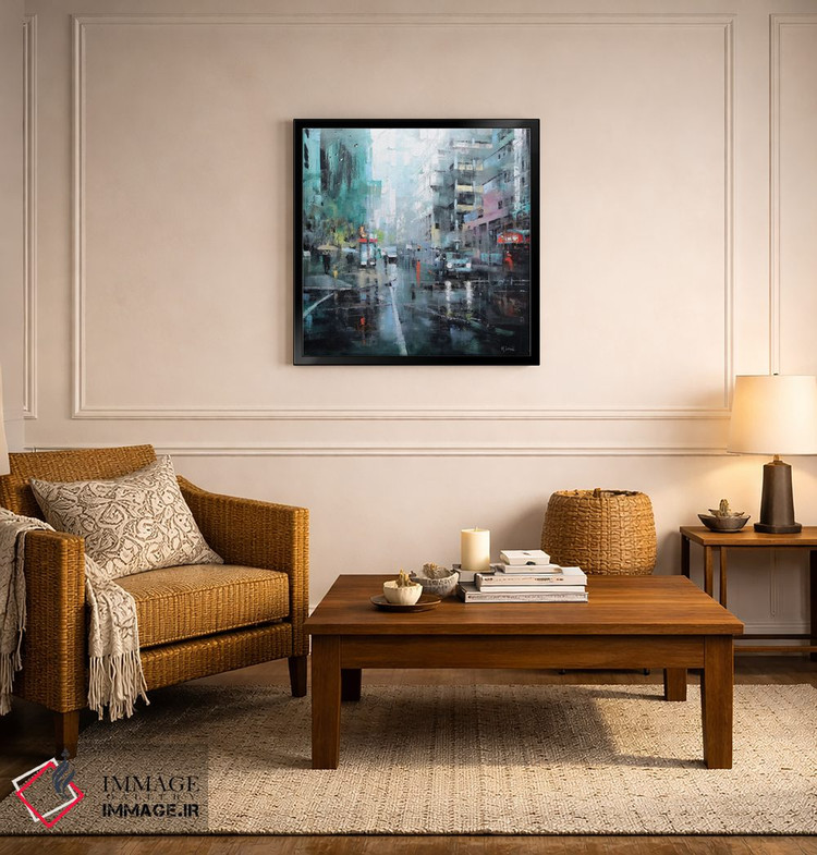تابلو مدرن باران فیروزه ای مونترال اثر مارک لاگو - D5B