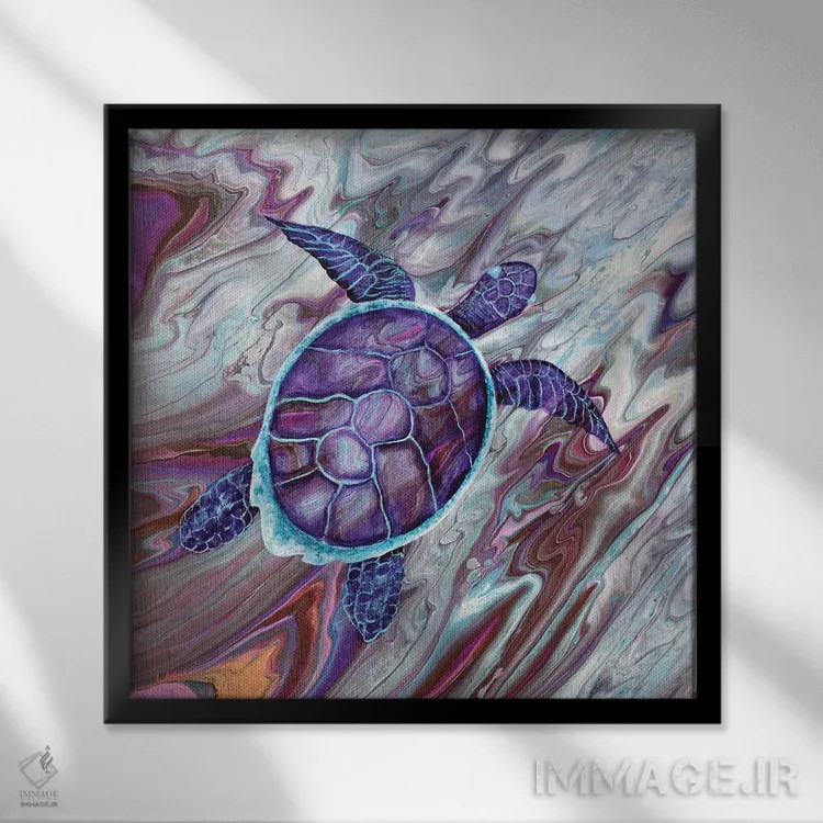 تابلو دکوراتیو شنا در غارهای عمیق اثر لورا ایورسن - نمای قابدار مشکی