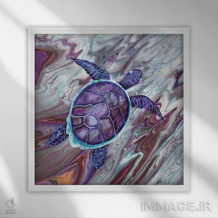 تابلو دکوراتیو شنا در غارهای عمیق اثر لورا ایورسن - نمای قابدار سفید