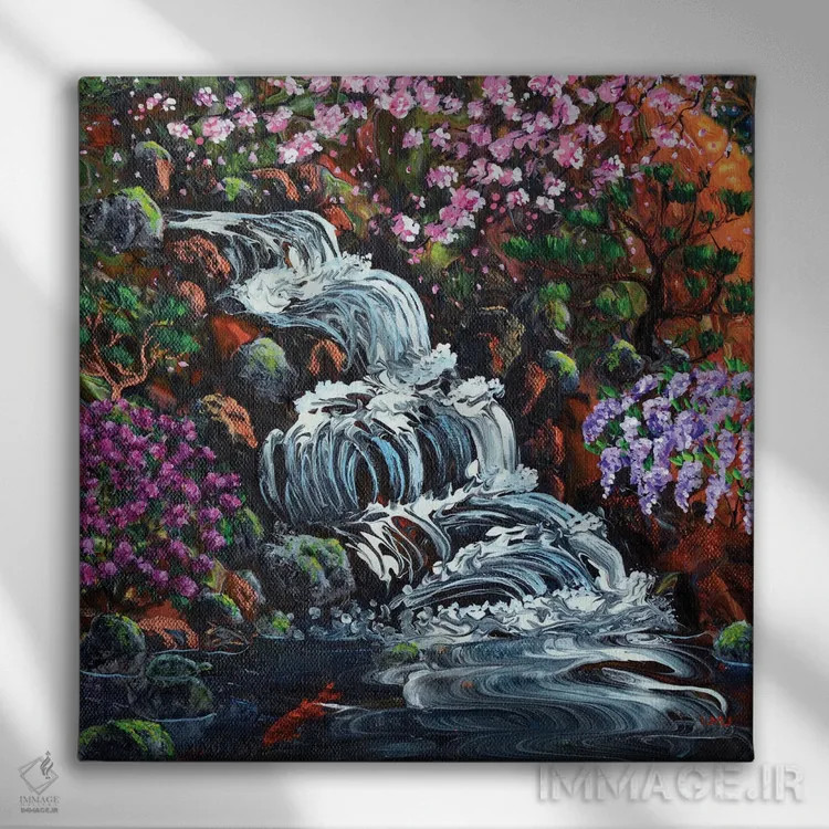 تابلو دکوراتیو آبشار پنهان اثر لورا ایورسن - نمای روبهرو روی دیوار