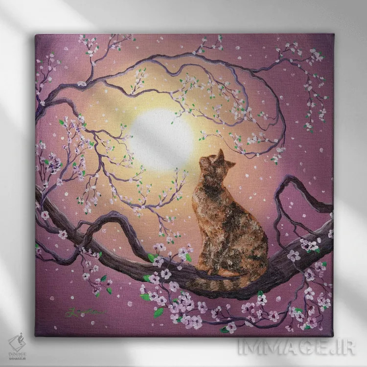 تابلو دکوراتیو والس شکوفه های گیلاس اثر لورا ایورسن - نمای روبهرو روی دیوار