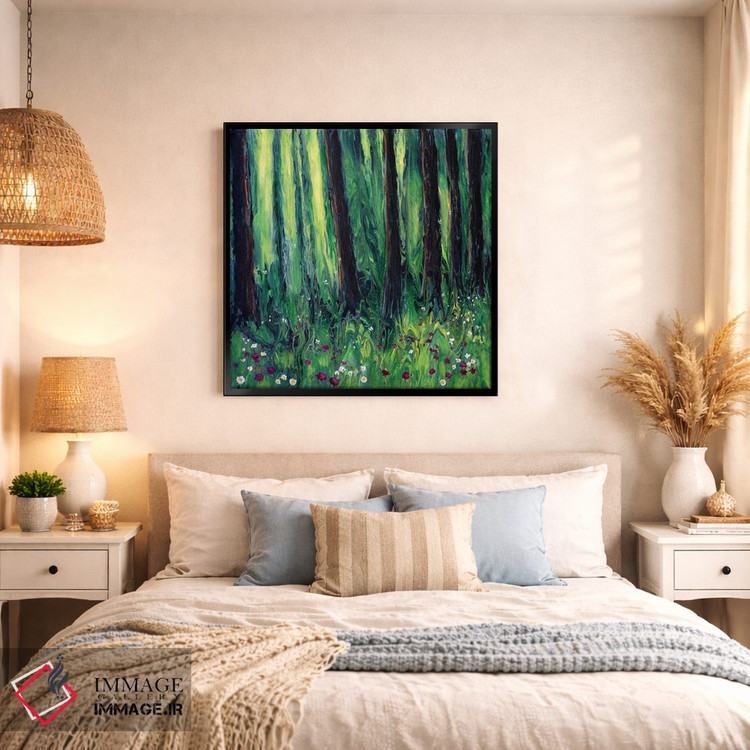 تابلو انتزاعی چمنزار گل های وحشی جنگل اثر لورا ایورسن - D1B