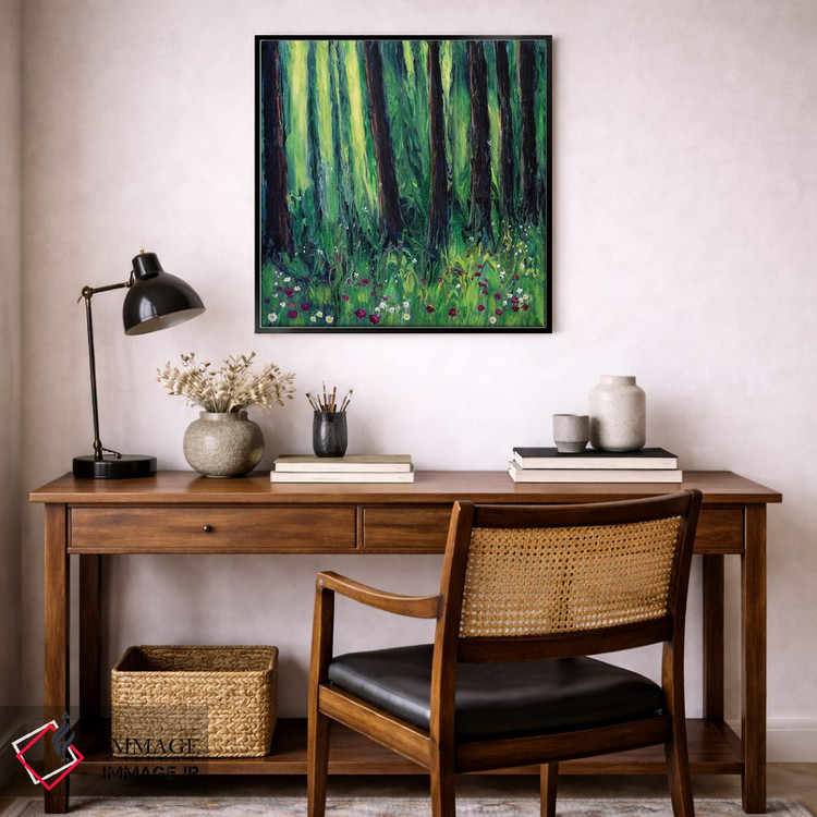 تابلو انتزاعی چمنزار گل های وحشی جنگل اثر لورا ایورسن - D6B