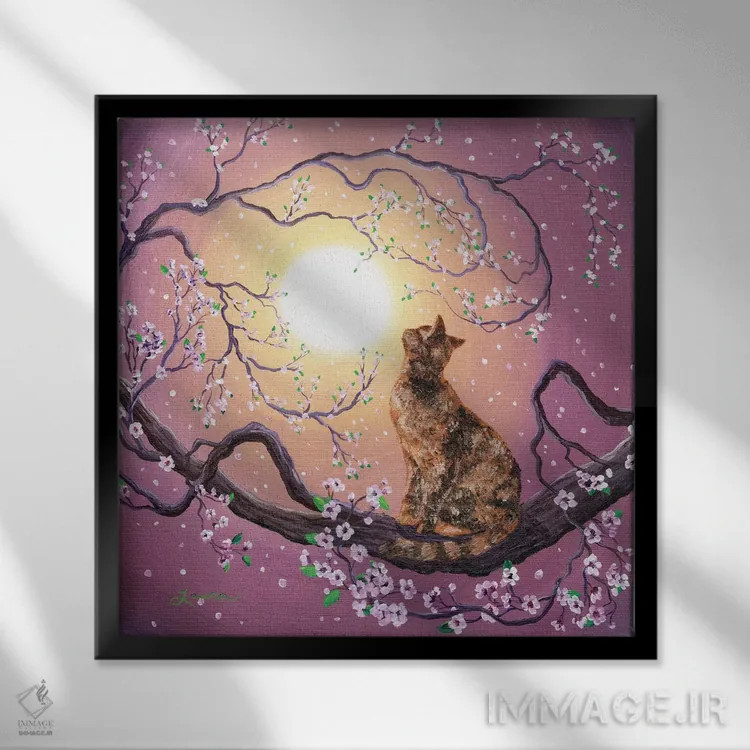 تابلو دکوراتیو والس شکوفه های گیلاس اثر لورا ایورسن - نمای قابدار مشکی