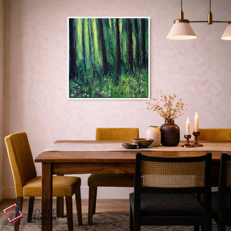 تابلو انتزاعی چمنزار گل های وحشی جنگل اثر لورا ایورسن - D5W