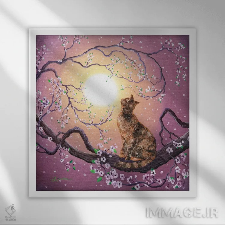 تابلو دکوراتیو والس شکوفه های گیلاس اثر لورا ایورسن - نمای قابدار سفید