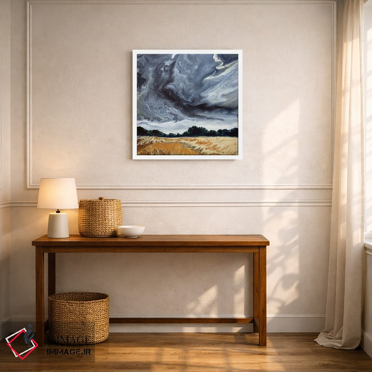 تابلو انتزاعی ابرهای طوفانی بالای دشت بلوط اثر لورا ایورسن - D5W