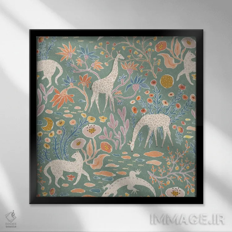 تابلو دکوراتیو خردمند جانوران اثر جیل لابینیک - نمای قابدار مشکی