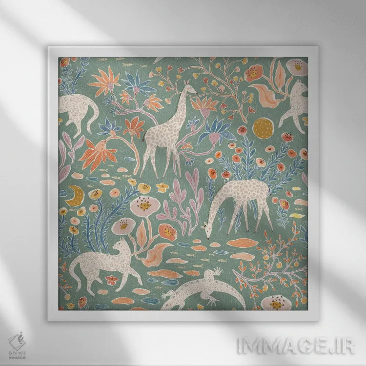 تابلو دکوراتیو خردمند جانوران اثر جیل لابینیک - نمای قابدار سفید