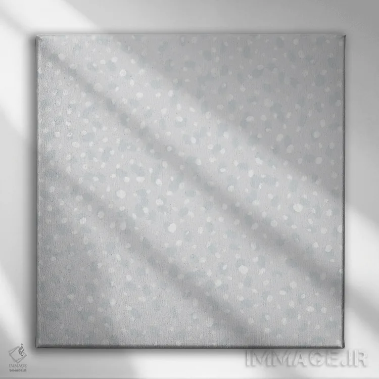 تابلو دکوراتیو نقاط ساده خاکستری اثر جیل لابینیک - نمای روبهرو روی دیوار