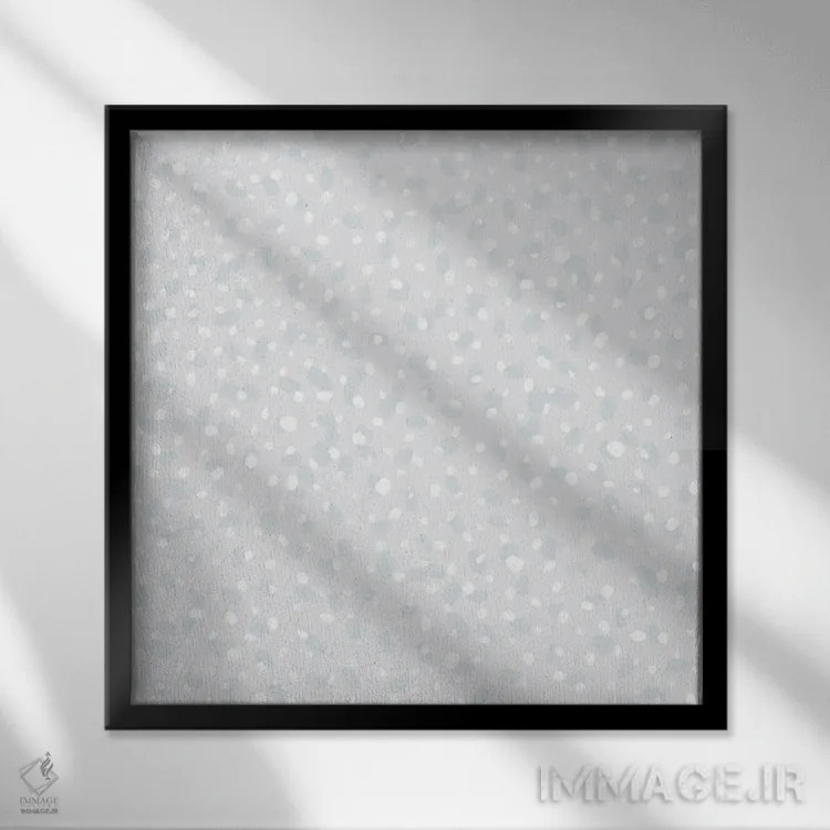 تابلو دکوراتیو نقاط ساده خاکستری اثر جیل لابینیک - نمای قابدار مشکی
