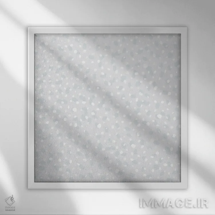 تابلو دکوراتیو نقاط ساده خاکستری اثر جیل لابینیک - نمای قابدار سفید