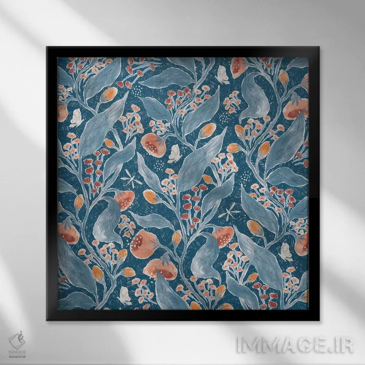 تابلو دکوراتیو باغ رز آبی اثر جیل لابینیک - نمای قابدار مشکی