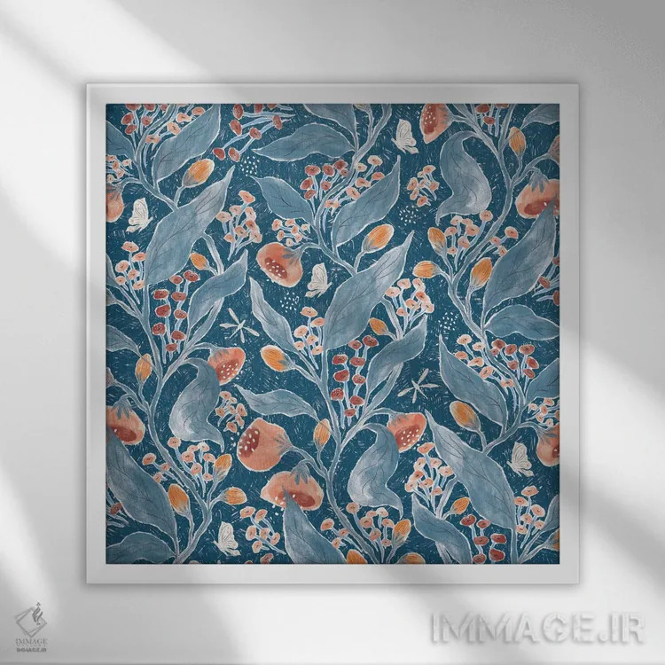 تابلو دکوراتیو باغ رز آبی اثر جیل لابینیک - نمای قابدار سفید