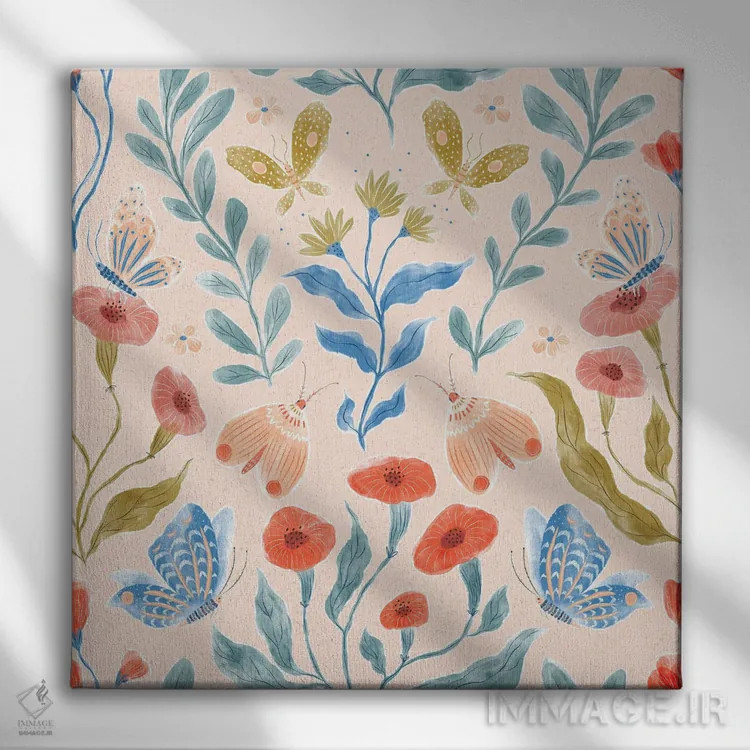 تابلو دکوراتیو باغ پروانه اثر جیل لابینیک - نمای روبهرو روی دیوار