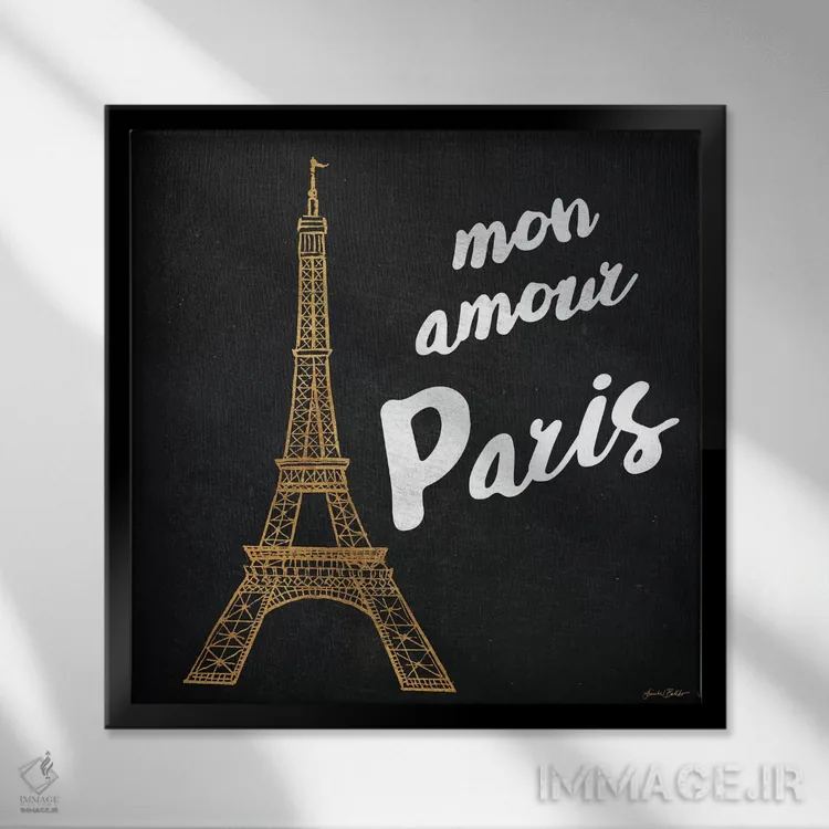 تابلو دکوراتیو پاریس من طلایی I اثر لیندا بالیکو - نمای قابدار مشکی