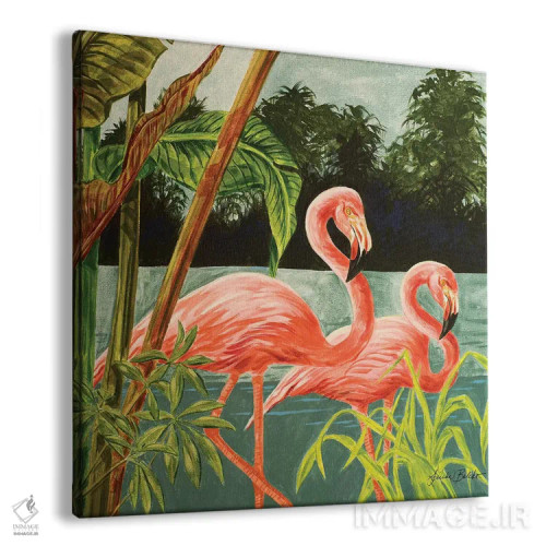 تابلو دکوراتیو فلامینگو گرمسیری II اثر لیندا بالیکو - نمای پرسپکتیو محصول