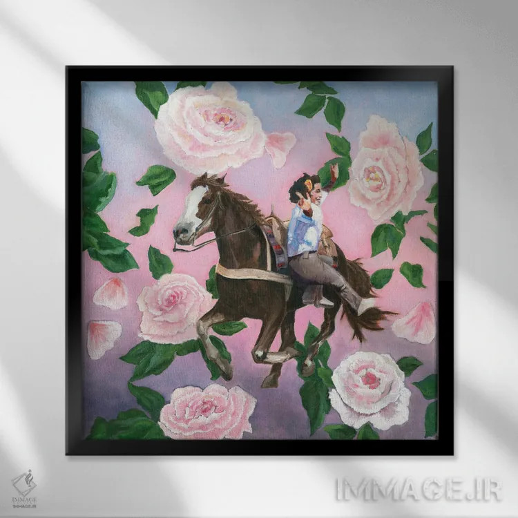 تابلو دکوراتیو روزی اثر لیزا باترز - نمای قابدار مشکی