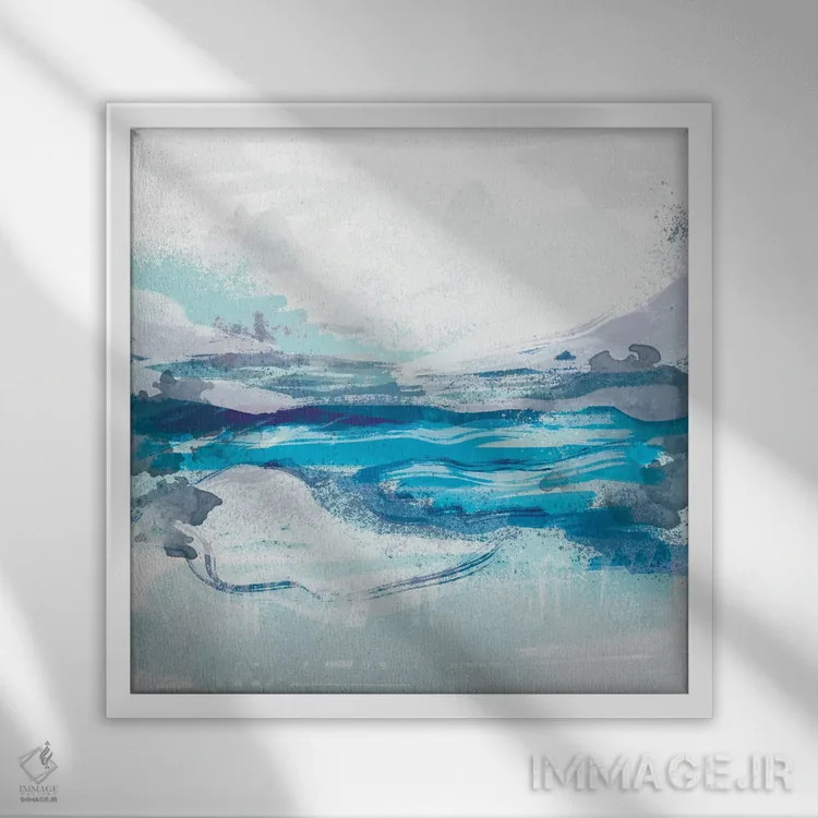 تابلو انتزاعی ساحلی I اثر لولا بیژو و کمپانی - نمای قابدار سفید