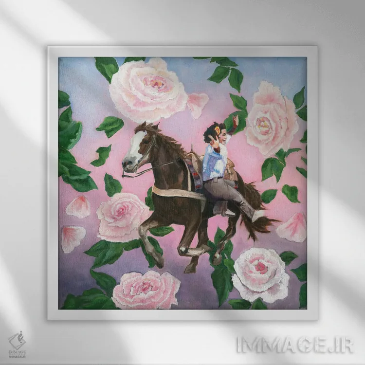 تابلو دکوراتیو روزی اثر لیزا باترز - نمای قابدار سفید