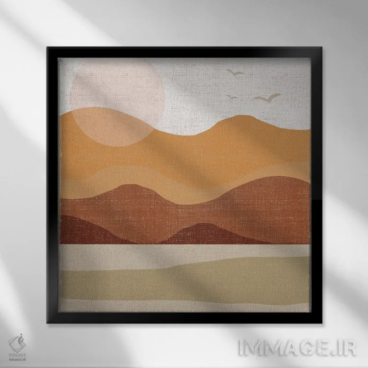 تابلو دکوراتیو دامنه تپه ها اثر لولا بیژو و کمپانی - نمای قابدار مشکی