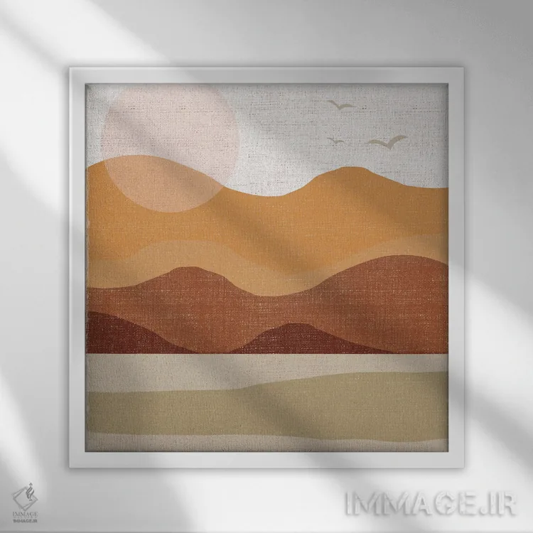تابلو دکوراتیو دامنه تپه ها اثر لولا بیژو و کمپانی - نمای قابدار سفید