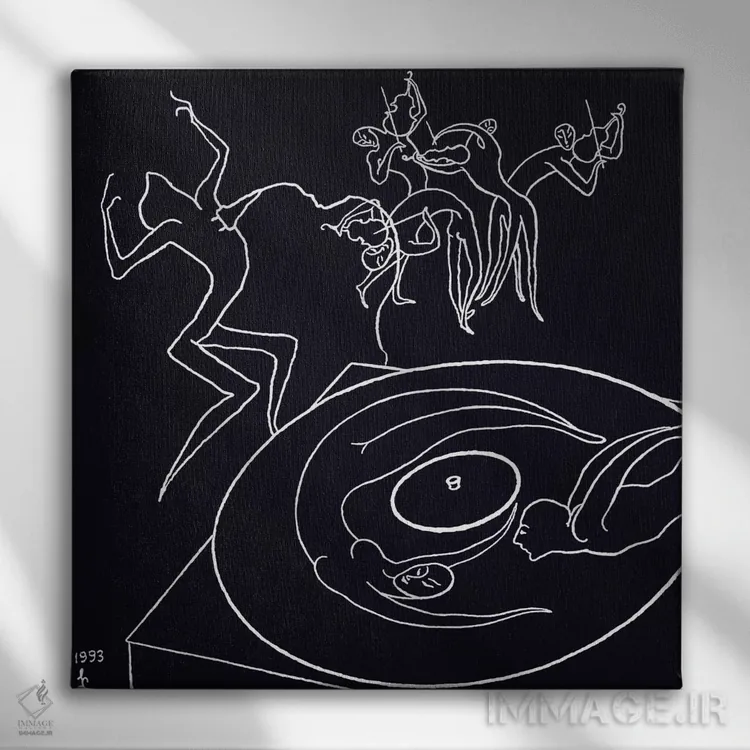 تابلو مینیمال علاقه مندان موسیقی اثر لیا چچلاشویلی - نمای روبهرو روی دیوار