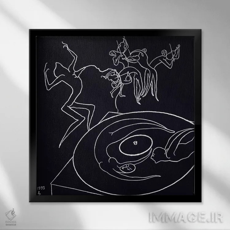تابلو مینیمال علاقه مندان موسیقی اثر لیا چچلاشویلی - نمای قابدار مشکی