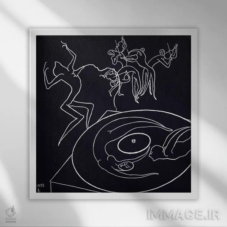 تابلو مینیمال علاقه مندان موسیقی اثر لیا چچلاشویلی - نمای قابدار سفید