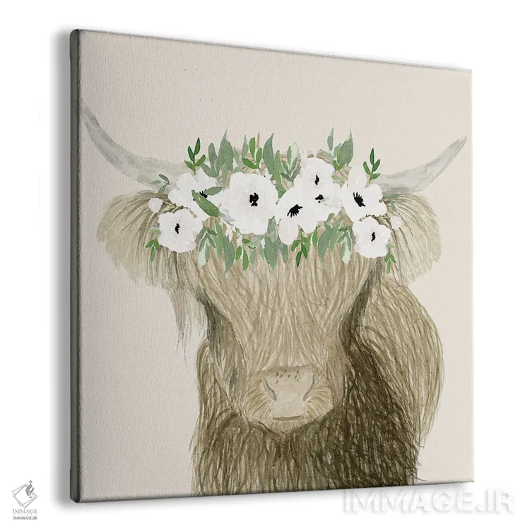 تابلو مدرن گاو نر با تاج گل اثر لوسیل پرایس - نمای پرسپکتیو محصول
